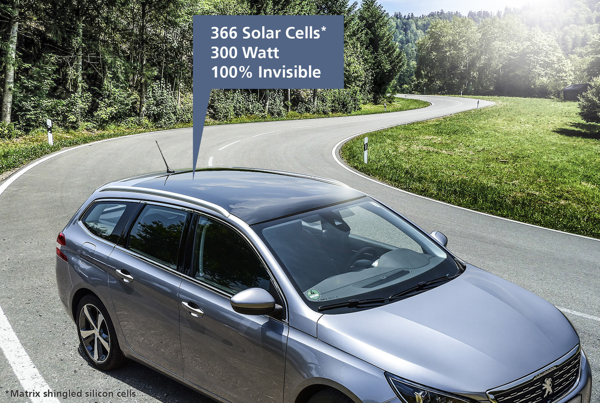 invisibly integrated solar cells in the car roof