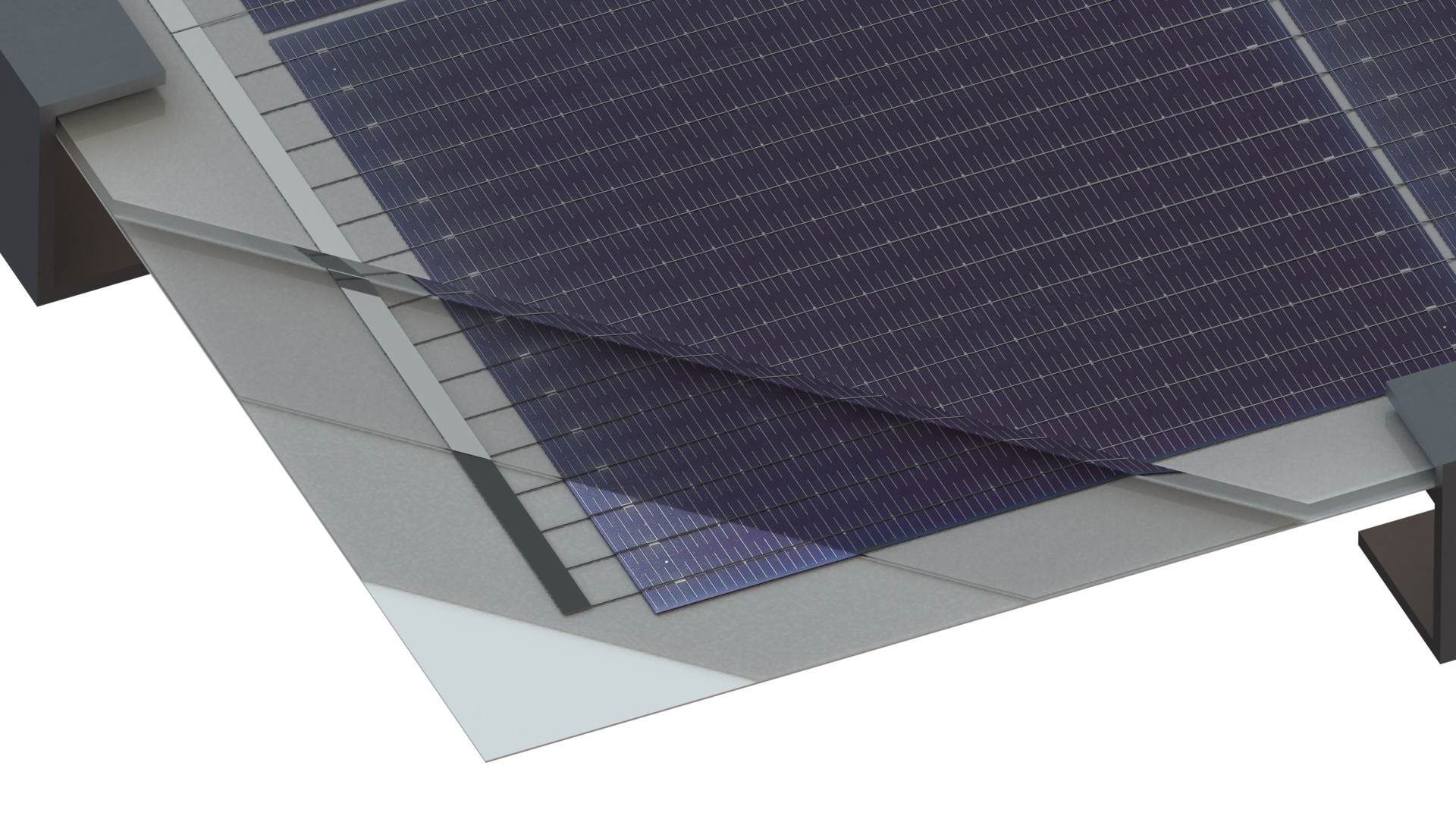 Rückseiten- und Solarzellentemperatur als Funktion der Zeit unmittelbar nach dem kurzeitigen Abschatten eines CPV-Moduls. 