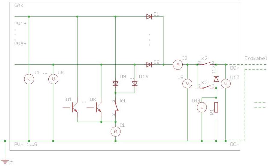 Prinzip-Schaltbild des iGAK mit IGBT, Dioden und stromlos schaltenden Relais