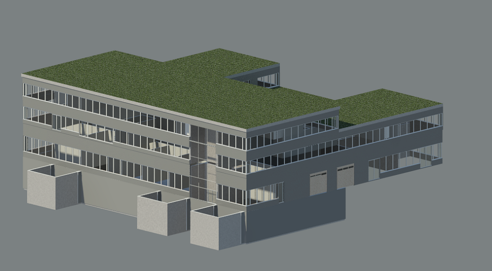 Dreidimensionales Modell als BIM des Gebäude 141. 