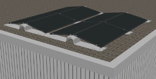 Flachdach Aufbau mit PV Modulen und Unterkonstruktion (Ost West Ausrichtung) des Projektpartners voestalpine Automotive  Components Schwäbisch Gmünd GmbH & Co.KG.