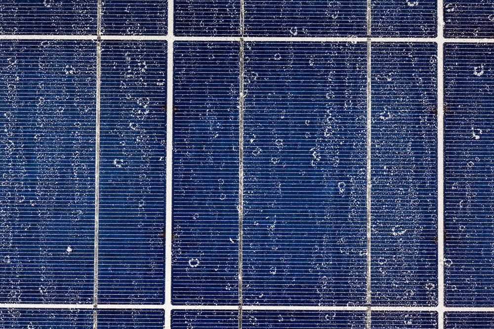 PV-Modul mit Salzrückständen nach Salznebelprüfung