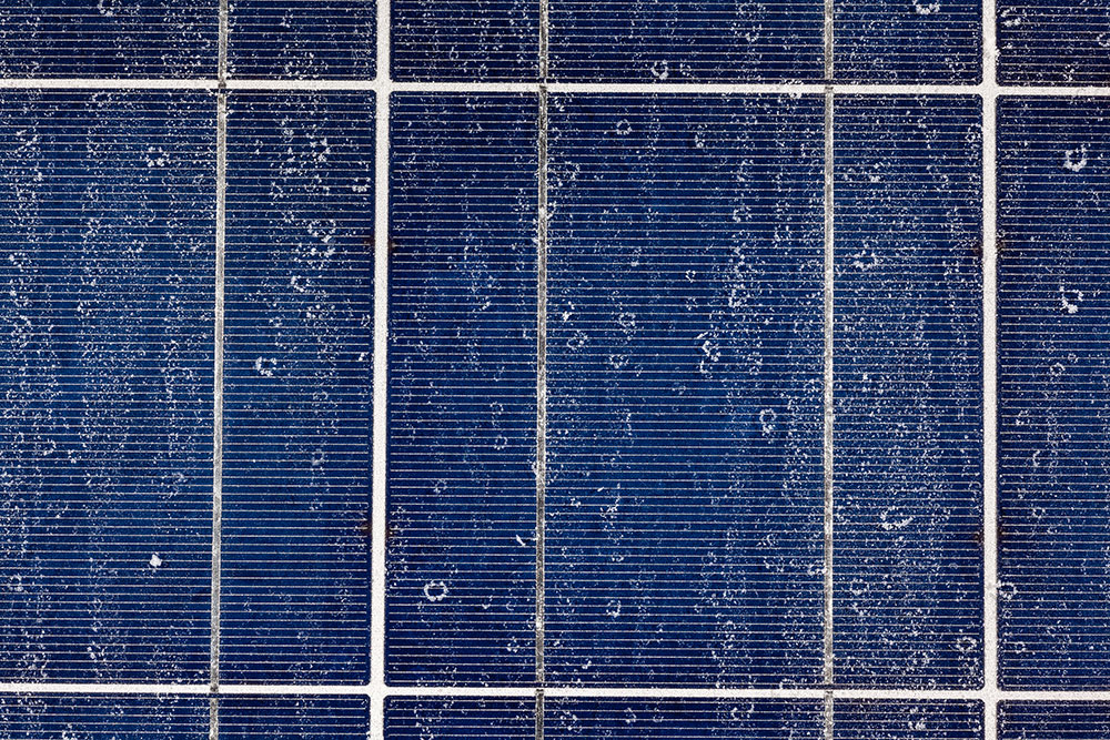 PV-Modul mit Salzrückständen nach Salznebelprüfung