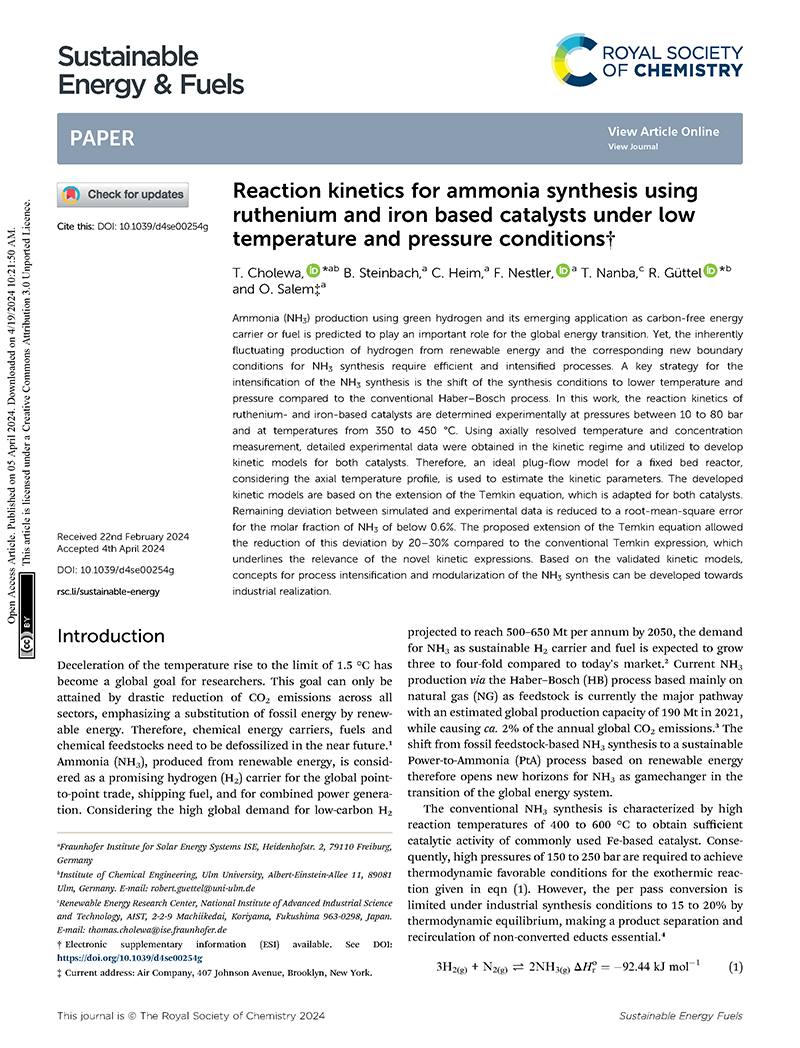 Reaction Kinetics for Ammonia Synthesis using Ruthenium and Iron based Catalysts under Low Temperature and Pressure Conditions