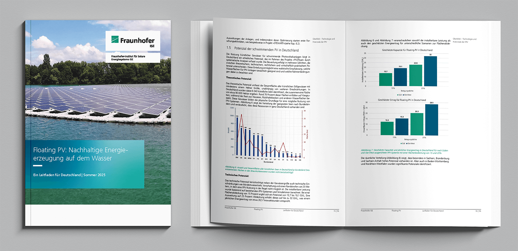 Potenziale, geschätzte Kapazität und geschätzter Ertag von Floating-PV-Systemen 
