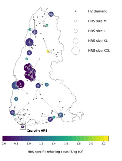 Site optimization of hydrogen infrastructures