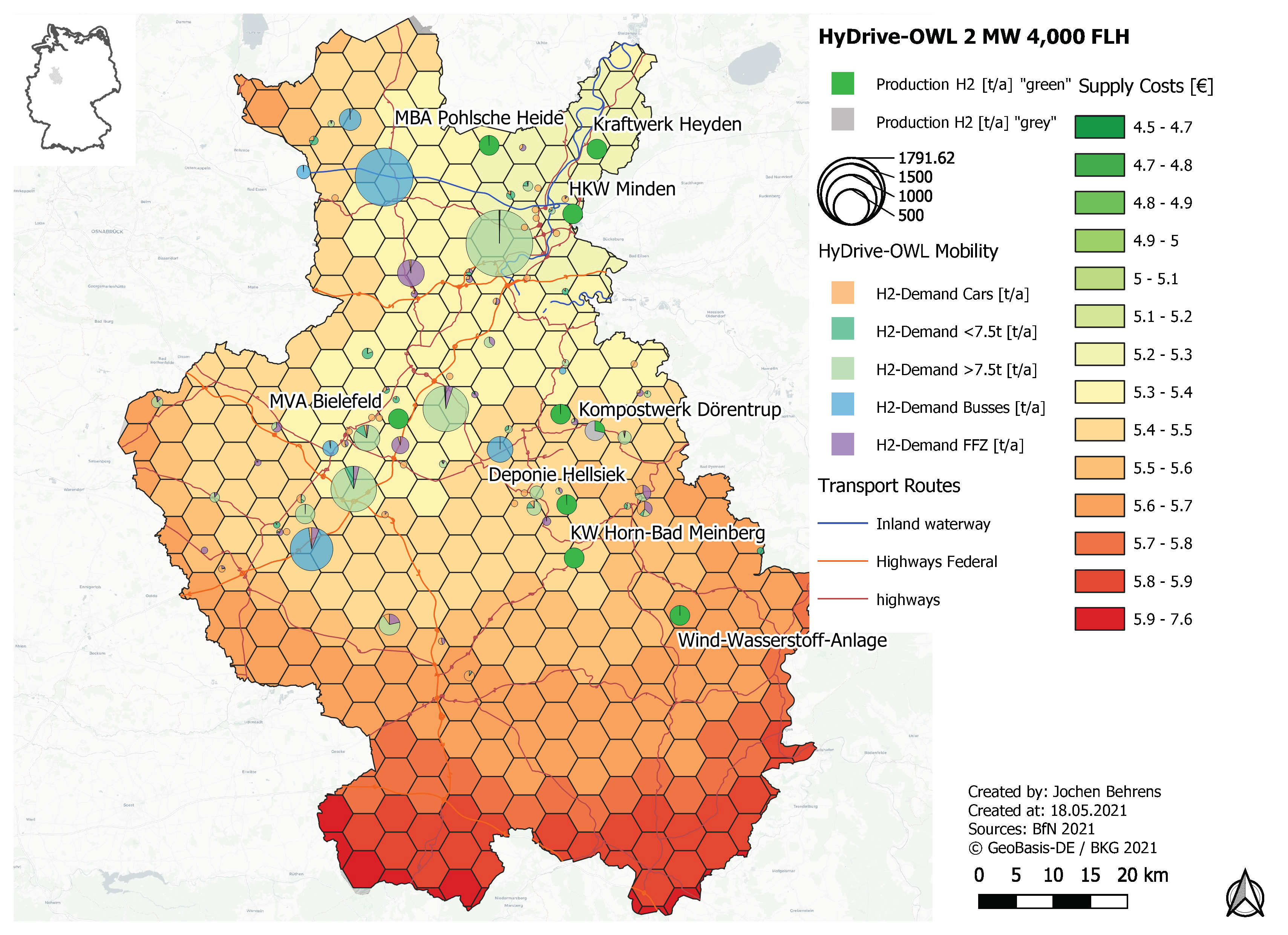 Geo-techno-economic analysis of hydrogen model regions