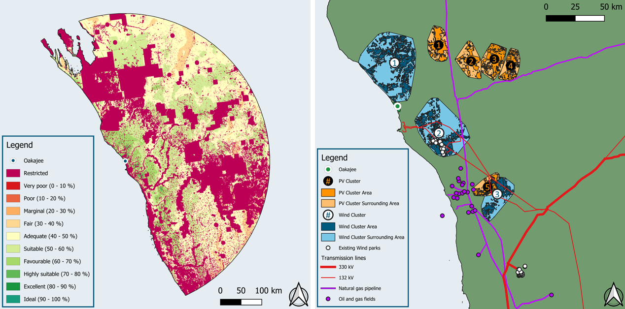 Evaluation of suitable locations for renewable energies