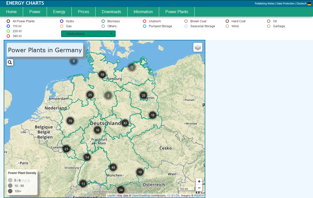 Figure 1: Interactive map of power plants