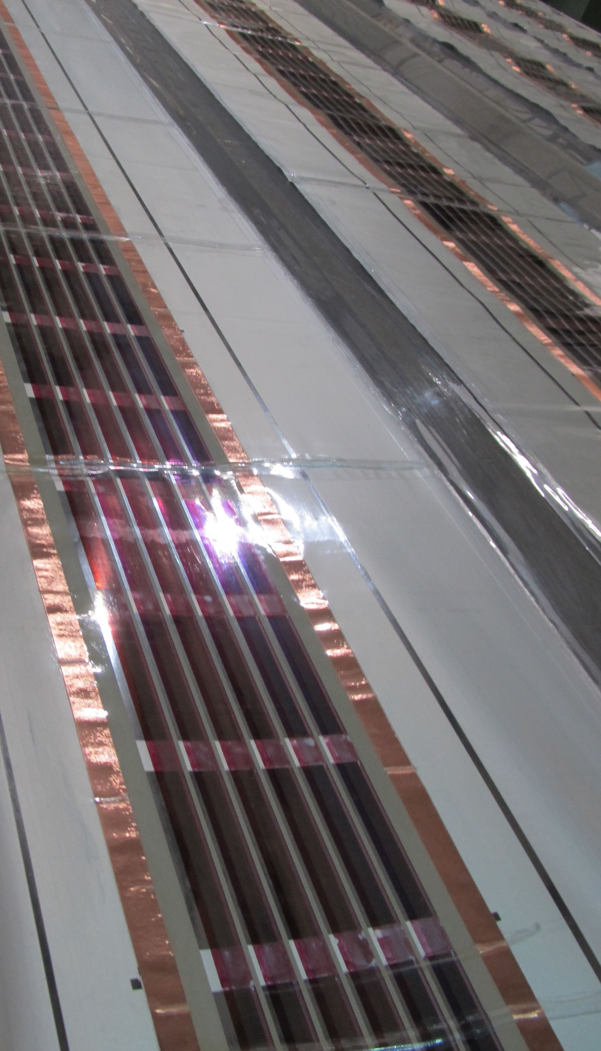 View of the organic solar module integrated on the membrane foil.