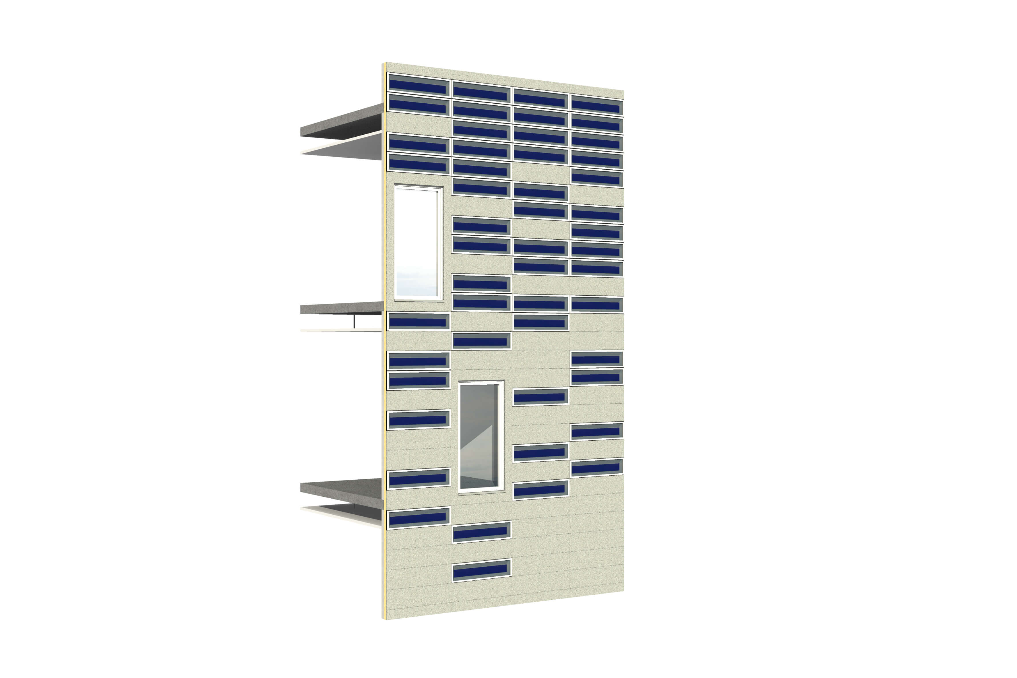 Visualization of a façade with strip collectors. Visualization of a façade with strip collectors.