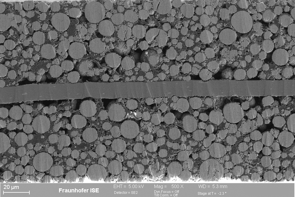 An electrode cross-section by scanning electron microscopy as a method of analysis