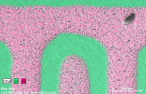 Untersuchung eines Sauerstoffsensors mittels EDX-Mapping.