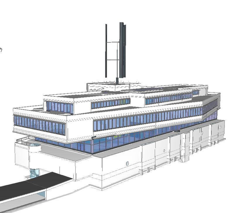 3D view of the Viega seminar center as a BIM model.