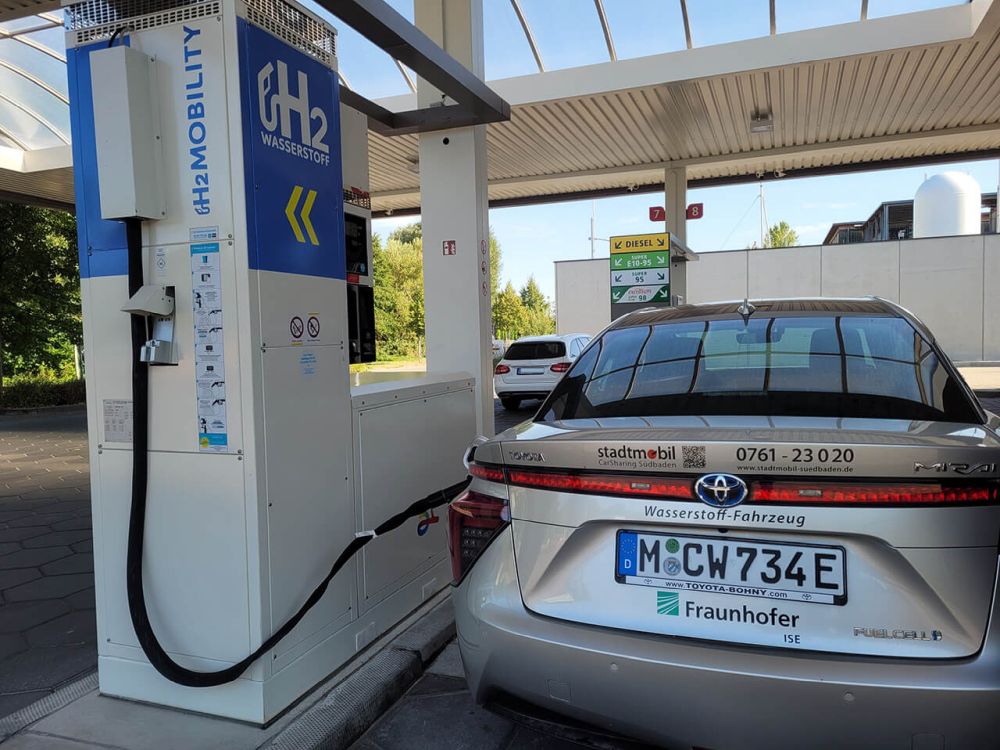 Betankung des Fahrzeugs an einer H2-Tankstelle 