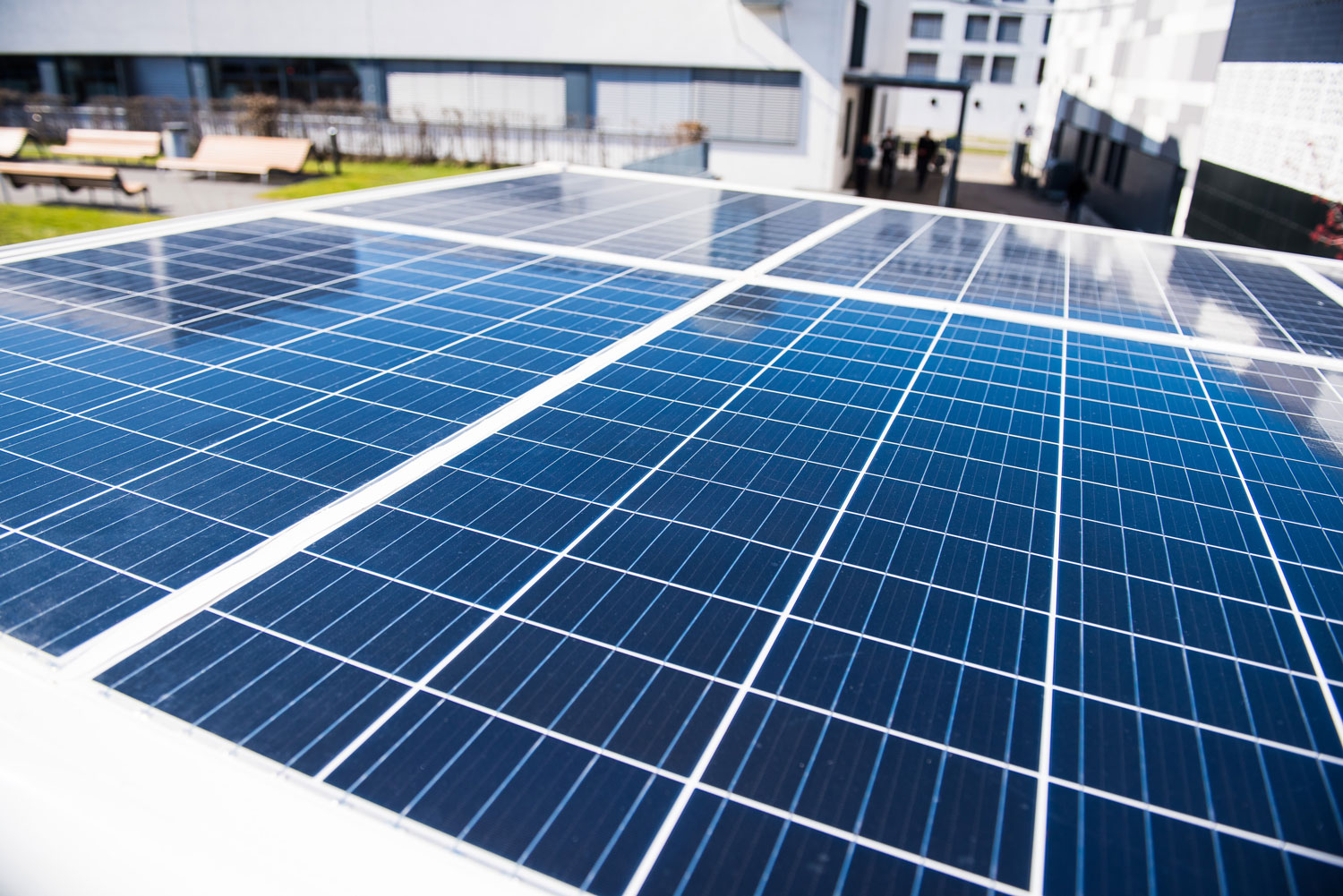 Truck roof with integrated solar modules.