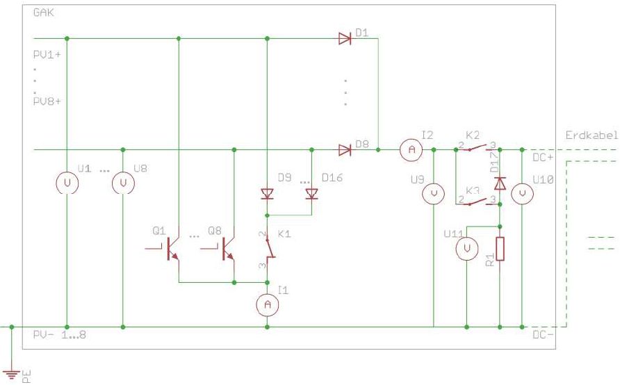 Prinzip-Schaltbild des iGAK mit IGBT, Dioden und stromlos schaltenden Relais