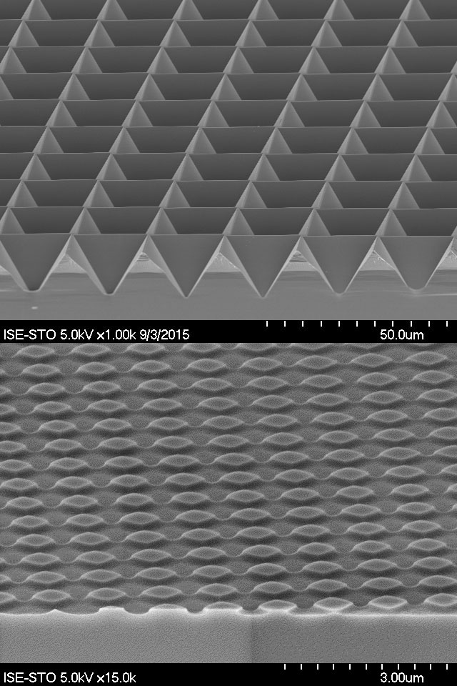 SEM image of different surface textures.